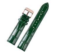 GSZCCZS 18mm 20mm 22 mm pattern di bambù morbido cnocchia di vacca cinturino con fibbia farfalla in pelle di cuoio verde bracciale di orologio verde (colore: d rg pieghevole, dimensione: 22 mm)