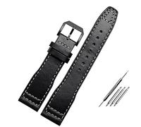 GSZCCZS 20mm 21mm marrone nero uomo di guardia per il pilota IWC Mark XVIII IW327004 IW377714 Bracciale in pelle genuina del polvere cinghia cinghia (colore: nero nero, dimensione: 20mm)