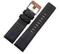 GSZCCZS 22mm 24mm 26mm 28mm 30 mm Guido di guardia in pelle genuina per diesel dz7259 dz7256 dz7265 cinghia di orologio (colore: nero bianco, dimensione: 28mm)