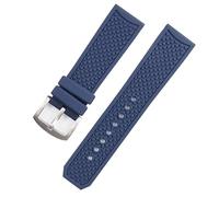 GSZCCZS 23 24 mm Nero Blu in gomma Canda di guardia per calibro a punta con fibbia per perno di silicone impermeabile