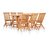 GSZCCZS 7 pezzi pieghevole set da pranzo all'aperto in legno in teak solido, legno elegante, tavolino e sedie, set da bistrot da giardino