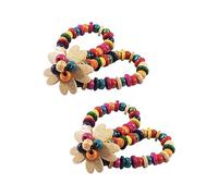 GSZCCZS Accessori per ragazze, 2 pezzi, braccialetto colorato intrecciato a mano in noce di cocco, gioielli da donna, elegante collana da polso in corda floreale
