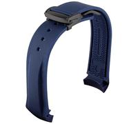 GSZCCZS Banda da orologio in gomma curva da 20 mm 2 mm per cinghie di orologio Seamaster Omega con braccialetti di lusso a fibbia pieghevole in silicone