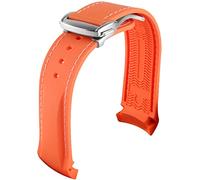 GSZCCZS Banda da orologio in gomma curva da 20 mm 2 mm per cinghie di orologio Seamaster Omega con braccialetti di lusso a fibbia pieghevole in silicone