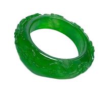 GSZCCZS Bangles smeraldo Green Giade Fiori intagliati intagliato Braggletti di giadeite dona alle donne di gioielli Braggletti (61-62 mm)