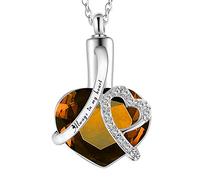 GSZCCZS Birthstone Memorial Urn Necklace Always in My Heart Stainless Steel Heart Pendant Waterproof Cremation Jewelry