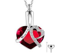 GSZCCZS Birthstone Memorial Urn Necklace Always in My Heart Stainless Steel Heart Pendant Waterproof Cremation Jewelry