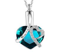 GSZCCZS Birthstone Memorial Urn Necklace Always in My Heart Stainless Steel Heart Pendant Waterproof Cremation Jewelry