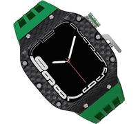 GSZCCZS Cassa dell'orologio in fibra di carbonio, cinturino in gomma fluoro, per 8/7/6/5/4/SE 44 mm, 45 mm, 49 mm, struttura in metallo al titanio, cinturino sportivo impermeabile, chiusura in acciaio