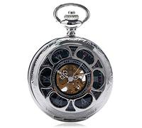 GSZCCZS Catena di orologi per vento meccanica a semicerchio nero/argento vintage di lusso da donna da uomo che guarda uomini orologi per orologi maschili