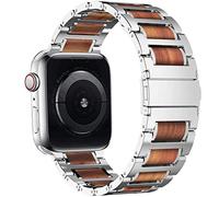 GSZCCZS Cinghia in legno per banda 44 mm 42 mm 42 mm 38 mm Bracciale in acciaio inossidabile Correa per la serie i-watch 5/4/3/SE/6/7 45 mm 41 mm