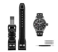 GSZCCZS Cinturino in vera pelle Rivetti Per IWC Big Pilot Spitfire Pelle bovina Fibbia Pieghevole Orologio Da Uomo Cinturino 21mm 22mm, 21mm