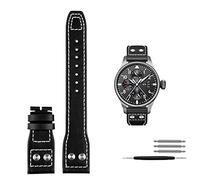 GSZCCZS Cinturino in vera pelle Rivetti Per IWC Big Pilot Spitfire Pelle bovina Fibbia Pieghevole Orologio Da Uomo Cinturino 21mm 22mm, 22mm