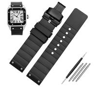 GSZCCZS Cinturino per orologio Santos Sandoz Santos 100, in silicone, unisex, 23 mm, nero, 23mm