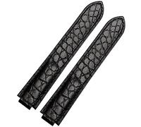 GSZCCZS Crollo di orologio in pelle coccodrillo americano adatto al cinturino in pelle convessa a palloncino blu 18 da 20 mm uomini e donne neri