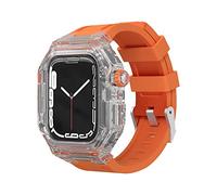 GSZCCZS Custodia trasparente orologio fluororubber cinghia kit modcella matel mobrina ， per serie 8 7 6 5 4 SE 45mm 44mm 41mm 40mm 40 mm Upgrade Sostituisci Sport Watch Strap