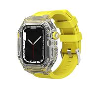 GSZCCZS Custodia trasparente orologio fluororubber cinghia kit modcella matel mobrina ， per serie 8 7 6 5 4 SE 45mm 44mm 41mm 40mm 40 mm Upgrade Sostituisci Sport Watch Strap
