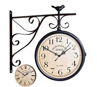 GSZCCZS Ferro battuto in Ferro battuto a Parete Rotonda appesa a Doppia Faccia a Doppia Faccia Orologio retrò Orologio Rotondo lampadario Rotondo Orologio per la Parete appesa a casa Decorazione