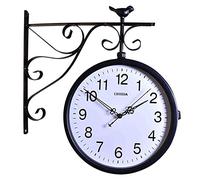 GSZCCZS Ferro battuto in Ferro battuto a Parete Rotonda appesa a Doppia Faccia a Doppia Faccia Orologio retrò Orologio Rotondo lampadario Rotondo Orologio per la Parete appesa a casa Decorazione