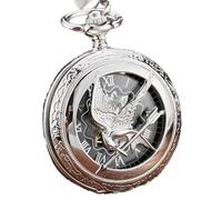 GSZCCZS Gioco di fame cavo vintage Steampunk tasca meccanica Catena di orologio in argento orologi orologio vento a mano