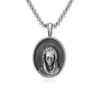 GSZCCZS Gioielli da uomo, collana con ciondolo Vergine Maria, gotico vintage cristiano Vergine Maria pura latta, 70