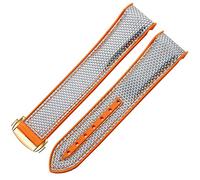 GSZCCZS Guarda Bracciale per Omega 300 Seamaster 600 Pianeta Oceano pieghevole piegatura con fibbia in silicone Nylon Accessori Watch Band (colore: arancione nero, dimensione: 22mm)
