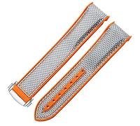 GSZCCZS Guarda Bracciale per Omega 300 Seamaster 600 Pianeta Oceano pieghevole piegatura con fibbia in silicone Nylon Accessori Watch Band (colore: arancione nero, dimensione: 22mm)