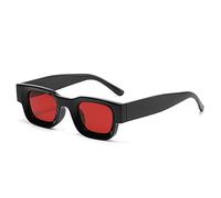 GSZCCZS Moda popolare piccoli occhiali da sole donne retrò punk sfumature UV400 uomini di tendenza occhiali da sole, Nero e rosso, Taglia unica