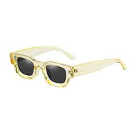 GSZCCZS Moda popolare piccoli occhiali da sole donne retrò punk sfumature UV400 uomini di tendenza occhiali da sole, giallo e grigio., Taglia unica