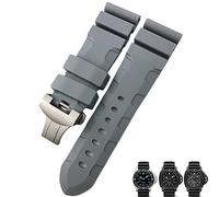 GSZCCZS Natura Gomma 24mm Cinturino Per Panerai Sommergibile Luminor PAM Nero Blu Rosso Arancione Fibbia Farfalla, 24mm Black P