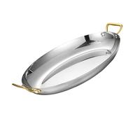 GSZCCZS Oval Paella Spanish Paella Double Oress Acciaio inossidabile non Stick Pannatura Pannatura non rivestita di padella Seapaella Pot Pt St stoppot per casa/Silver/35 cm