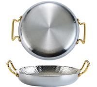 GSZCCZS Padella in acciaio inossidabile, padella spagnola padella a mano martellata pentola non stick non stick paella con doppia maniglia per case o ristoranti/argento