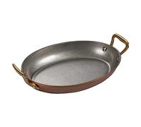 GSZCCZS Padella paella spagnola ovale, padella in acciaio inossidabile antiaderente, manici rivettati, pentole per la lavastoviglie, pentole paella per case o ristoranti/oro retrò/20 cm