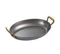 GSZCCZS Padella paella spagnola ovale, padella in acciaio inossidabile antiaderente, maniglie rivettate, pentole per la lavastoviglie, pentole paella per case o ristoranti/argento retrò/24 cm