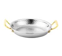 GSZCCZS Paella Pan, 10 taglie paella spagnola a mano martellata piatto paella antiaderente, padella con doppie maniglie per case o ristoranti/argento/22 cm