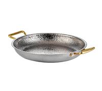 GSZCCZS Paella Pan, padella a 4 dimensioni, pentole paella spagnola martellata a mano con doppio rivetto per case o ristoranti/argento/30 cm