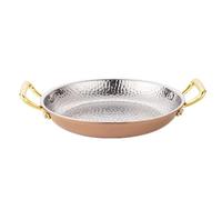 GSZCCZS Paella Pan, padella a 4 dimensioni, pentole paella spagnoli martellate a mano con doppio rivetto per case o ristoranti/rosegold/28 cm