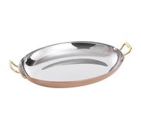 GSZCCZS Panna paella ovale a 4 dimensioni, padella paella spagnola inossidabile pentole paella di seapot paella con doppia maniglia per case o ristoranti, 30 cm, sautefrypan argento/rosegold/30 cm