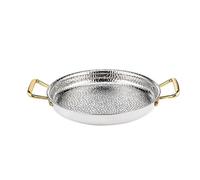 GSZCCZS Panna paella spagnola - padella antiaderente con doppie maniglie per cucina a casa o ristorante - rapido e persino riscaldamento/argento/22 cm