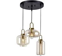GSZCCZS Pendente Luce, industriale soffiato Vetro Pendente Luce, Isola Vintage Ambra Ombra Globe Lampadario Illuminazione, Moderno Oro