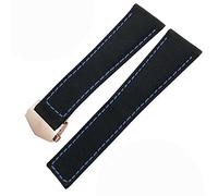 GSZCCZS Per Carrera Aquaracer 20mm 22mm Watch Braccialetti tela in pelle nylon orologio in pelle piega fibbia orologio nero (colore: argento blu nero, taglia: 22mm)