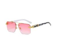 GSZCCZS Retro Metallo Doppio Ponti Quadrato Donne Occhiali Da Sole di Lusso Moda Senza Montatura Gradiente Ocean Film UV400 Uomini Occhiali Da Sole, Sfumato Rosa Dorato, Taglia unica