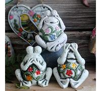 GSZCCZS Set di 3 interessanti Decorazioni Ceramica Rana 'Vedere No Male Non Ascolta Il Male Non Parlare nessun Balcone da Giardino di Rana Dipinto a Mano Male