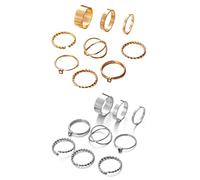 GSZCCZS Set di anelli rotondi rotondi geometrici creativi Gold Silver Diamond Knuckle Anelli da 18 pezzi