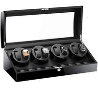 GSZCCZS Shaker Meccanico Orologio Automatico Orologio avvegno di stoccaggio Orologio Cassetta Orologio per Pianoforte Nero Rivestimento in Pelle in Pelle silenziosa (Colore: Nero, Taglia