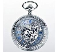 GSZCCZS Silver Horses Hollow e automatico orologio meccanico Tavolo da esame retrò vuoto per commemorare gli uomini e le donne lanciano orologi tascabili.