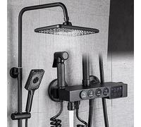 GSZCCZS Sub-White Concealed Copper Cody Sovracharted Waternfall Casca a Quattro velocità Spray Head Rain Pulsante Discia Digitale Set di Doccia Display Black Digital Display Open Wheel Set