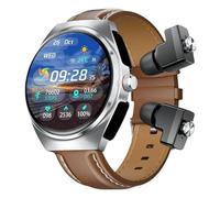 GT95 Headphone Smart Watch 2-in-1 TWS Wireless Earbuds Bluetooth Call Headset AI Voice Women Men Sports Fitness Smartwatch (Brown Leather)