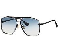 Gtand Moda Oversize Quadrato Aviatore Gradiente Occhiali Da Sole Per Gli Uomini Donne Vintage Metallo Occhiali Da Sole 63mm, Montatura nera C9/lenti blu sfumate, L