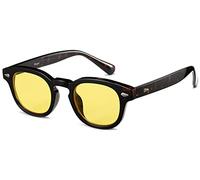 Gtand Occhiali da sole unisex vintage retrò rotondi colorati per uomo donna moda cerchio occhiali da sole 46 mm, Montatura tartaruga C19/lenti colorate gialle, 46mm